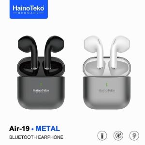 Airpod HainoTeko Air-19 – Bluetooth 5.4 avec Boitier Métallique, microphone HD et commandes tactiles